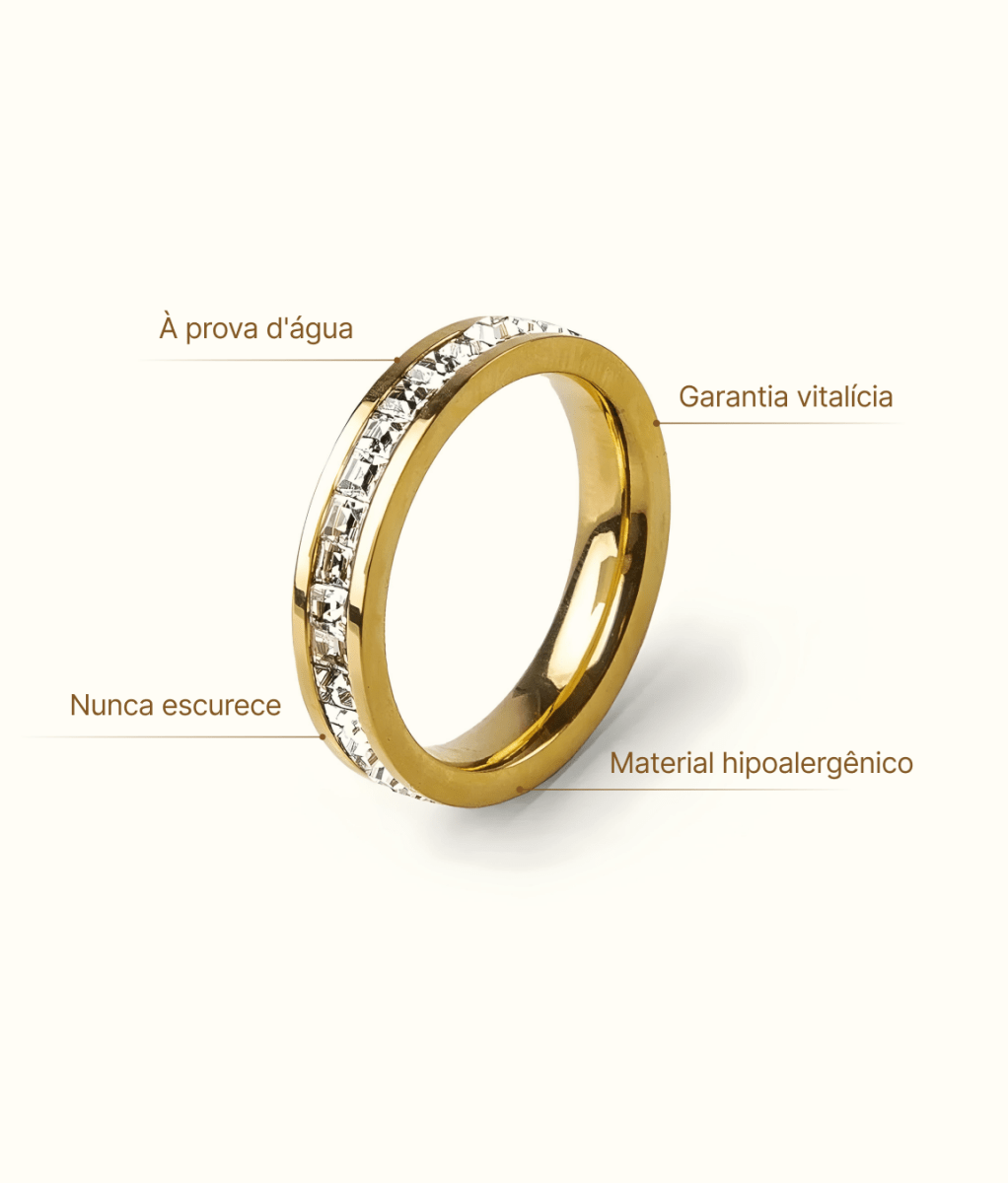 Anel Brilhante Banhado em Ouro 18K