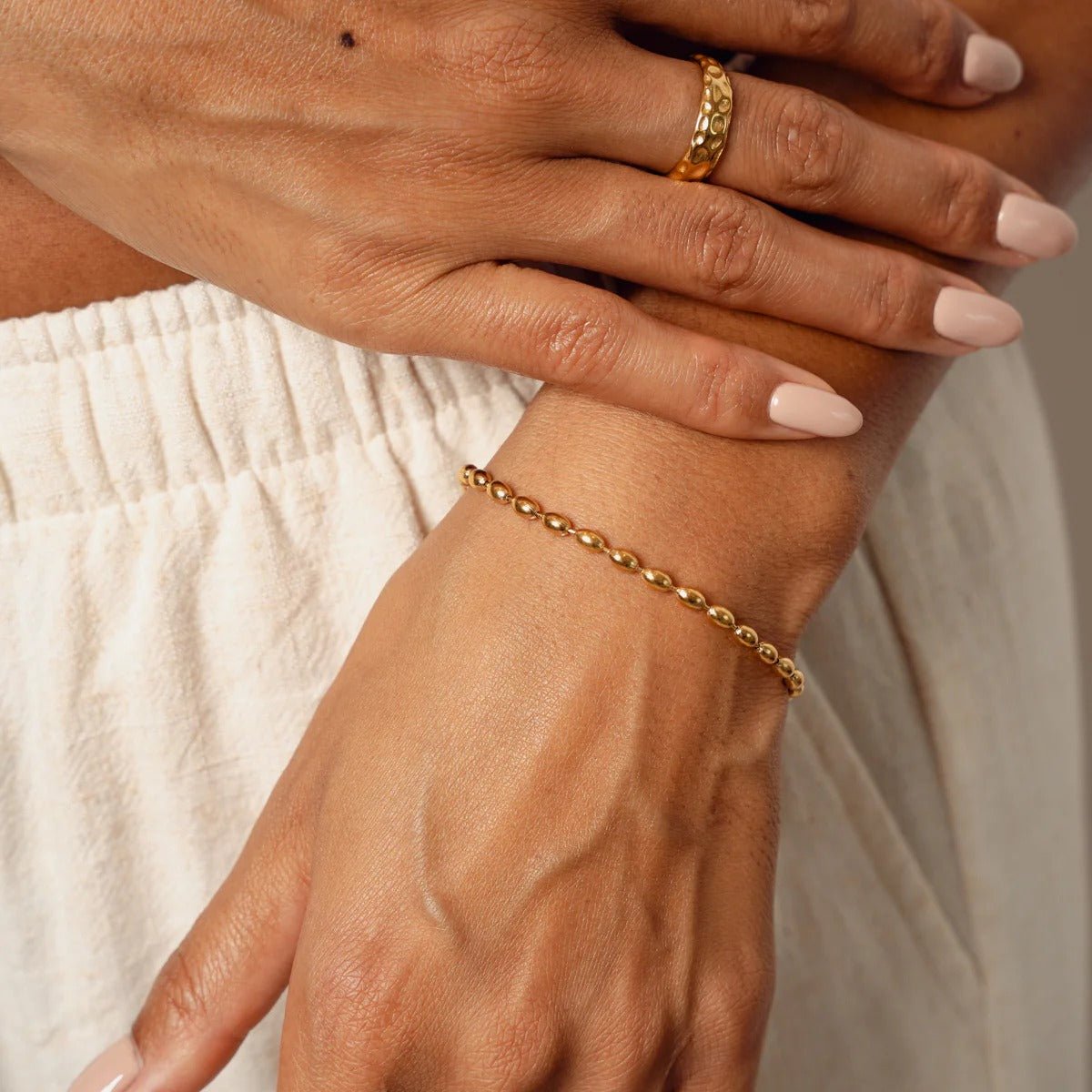 Pulseira Corrente Esferas Banhado em Ouro 18K