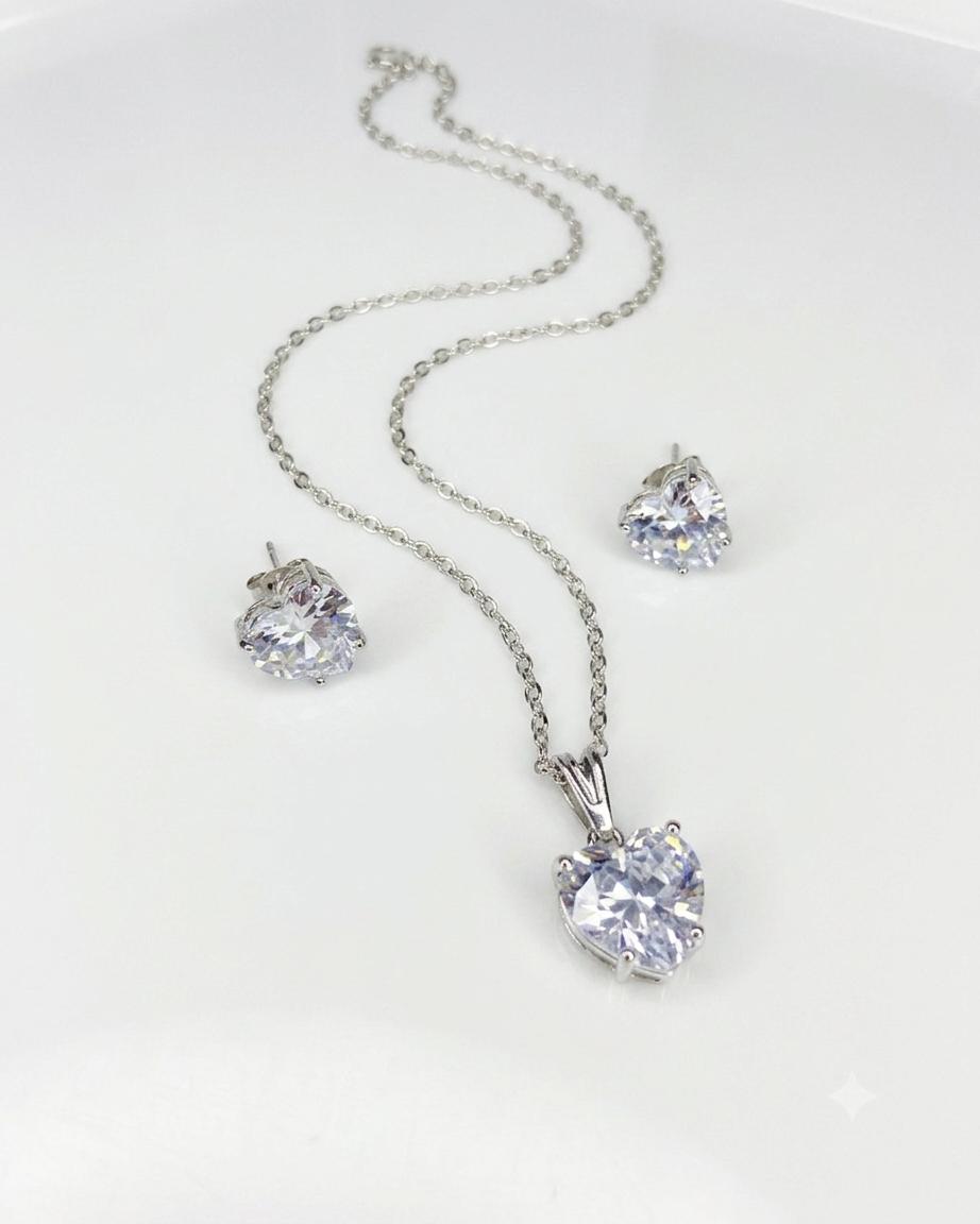 CONJUNTO AMORE PRATA - CRISTAL