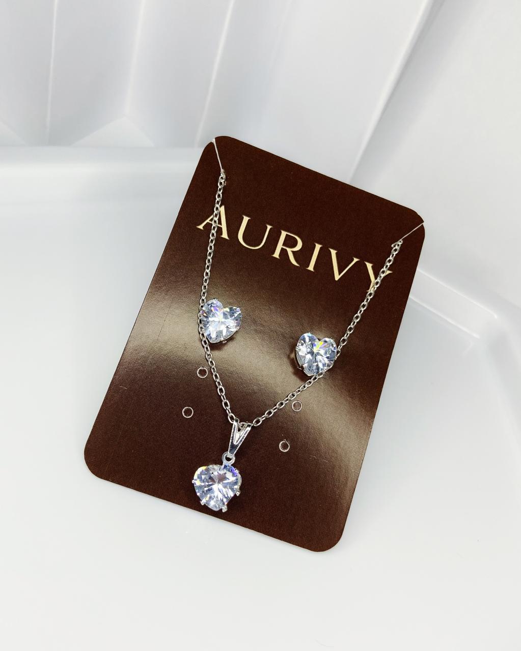 CONJUNTO AMORE PRATA - CRISTAL