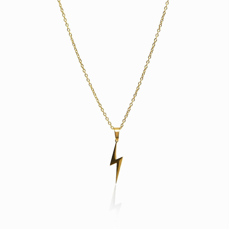 Colar Energia Pingente Raio Banhado em Ouro 18K